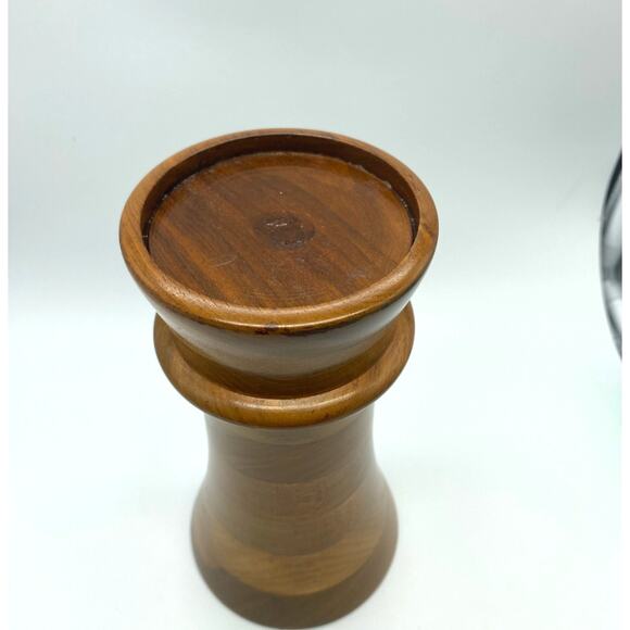 Solid Walnut Candle holder Wood Decor MCM  8 inch chunky‎ - Picture 2 of 4